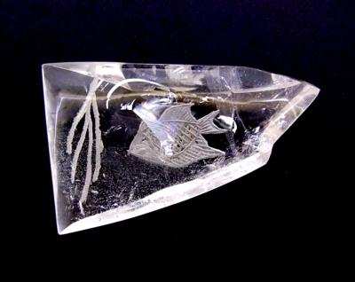 ENGRAVED QUARTZ POLISHED 'FREE FORM' CRYSTAL SPECIMEN.   SP14631POL