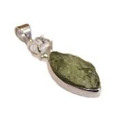 Designer Pendant in 925 Silver Featuring a Cat's Eye Shape Raw Moldavite Crystal.   SP16292PEND  