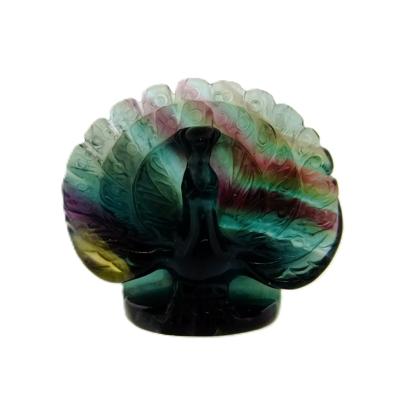 Carving Of A Peacock In Rainbow Fluorite.   SP16842POL