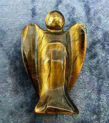 ANGEL CARVING IN TIGERSEYE.   SPR6021POL