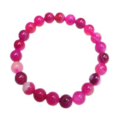 PLAIN POWER BEAD BRACELETS IN PINK DYED AGATE. (NO TOGGLE).   SPR14227BR