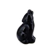 GEMSTONE WOLF CARVING IN BLACK OBSIDIAN.   SPR14483POL