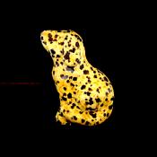 Gemstone Sitting Dog Figure carved in Dalmatian Jasper.   SPR15328POL
