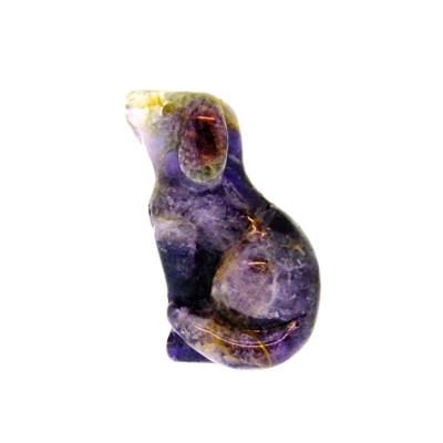 Gemstone Sitting Dog Figure carved in Fluorite.   SPR15353POL