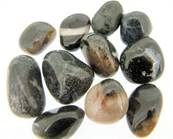 BLACK & WHITE ZEBRA JASPER TUMBLED PEBBLES. SPR3987POL