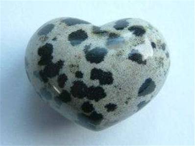 DALMATIAN JASPER MINI PUFF HEART.   HRT25DJ