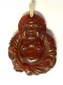 BURNT JADE CARVED BUDDA PENDANT. SP1199PEND