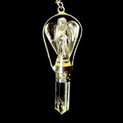 DOWSING PENDULUM FEATURING ANGEL CARVING & FACETED POINT IN QUARTZ.   SP13482POL