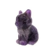 Sitting Cat Carving In Amethyst.   SP16351POL