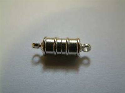 STERLING SILVER MAGNETIC BARREL CLASP. 15MM LONG X 5MM DIA. MG6