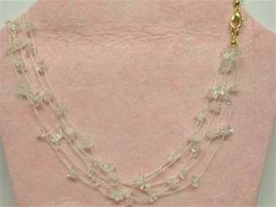 QUARTZ THREADED GEM CHIP NECKLACE. 18" LONG. 14g. SPR1014