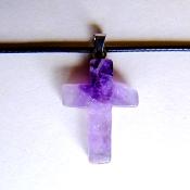 CROSS PENDANT IN AMETHYST ON WAXED CORD.   SPR13958PEND