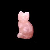 GEMSTONE KITTEN CARVING IN ROSE QUARTZ.   SPR14474POL