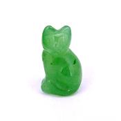 GEMSTONE KITTEN CARVING IN GREEN AVENTURINE.   SPR14479POL