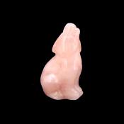 GEMSTONE WOLF CARVING IN ROSE QUARTZ.   SPR14487POL