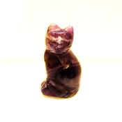 GEMSTONE KITTEN CARVING IN AMETHYST.   SPR14496POL