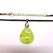 PREHNITE DOME POLISHED TEARDROP SHAPE CRYSTAL PENDANT ON A WAXED COTTON CORD.   SPR14535