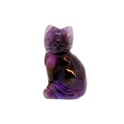 GEMSTONE CAT CARVINGS IN AMETHYST.   SPR14752POL