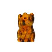 Lucky Chinese Waving Cat Carving in Tigerseye.   SPR15164POL