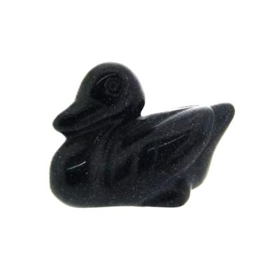 Gemstone Duck Carving in Blue Goldstone.   SPR15179POL