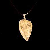 Leaf Style Gemstone Pendant on waxed cord in Rose Quartz.   SPR15266