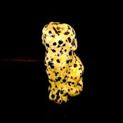 Gemstone Sitting Dog Figure carved in Dalmatian Jasper.   SPR15328POL