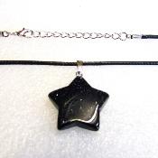 Star Pendant Necklace In Blue Goldstone On Waxed Cord.   SPR15991PEND