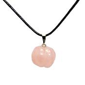 Pumpkin Pendant Necklace in Rose Quartz on Waxed Cotton Cord.   SPR16210