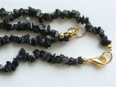 BLUE GOLDSTONE GEM CHIP NECKLACE (18") & BRACELET SET. NECKBRACBLUEG