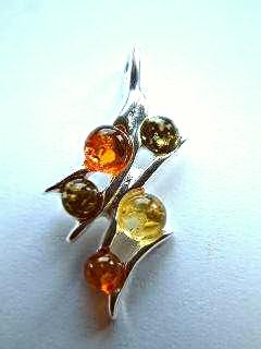 SILVER MULTI AMBER DESIGN PENDANT. 3 X 1CM. BM2H0780021