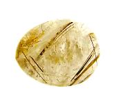 QUARTZ DOME POLISHED PEBBLE SPECIMEN FEATURING RED & GOLDEN RUTILE INCLUSIONS.   SP10809POL