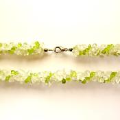 QUARTZ WITH PERIDOT MULTI CHIP THREAED CLUSTER NECKLACE.   SP13354NEC 