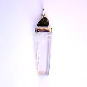 925 SILVER CAPPED QUARTZ WITH RAW MOLDAVITE CRYSTAL.   SP14092PEND