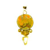 925 Silver Designer Pendant featuring Bumblebee Jasper & Citrine Gemstones.   SP15383PEND