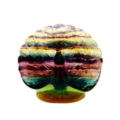 Carving Of A Peacock In Rainbow Fluorite.   SP16841POL