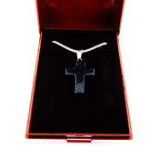 BOXED GEMSTONE CROSS PENDANT IN BLUE GOLDSTONE.   SPR14645PEND