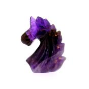 CARVING OF A UNICORN HEAD IN AMETHYST.   SPR14744POL