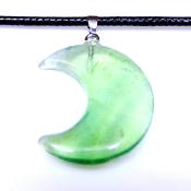 CRESCENT MOON PENDANT IN FLUORITE ON WAXED CORD.   SPR16895