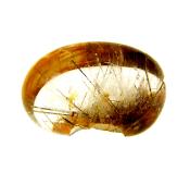 QUARTZ DOME POLISHED PEBBLE SPECIMEN FEATURING GOLDEN RUTILE INCLUSIONS.   SP10797POL