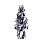 GEMSTONE CHRISTMAS TREE CARVING IN BLACK & WHITE ZEBRA JASPER.   SP12966POL