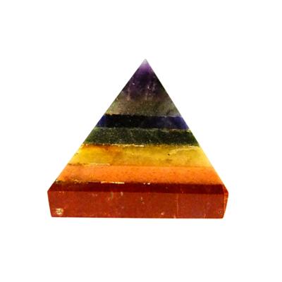 Gemstone Pyramid made in layers of stone in Chakra coloures.   SP15321POL