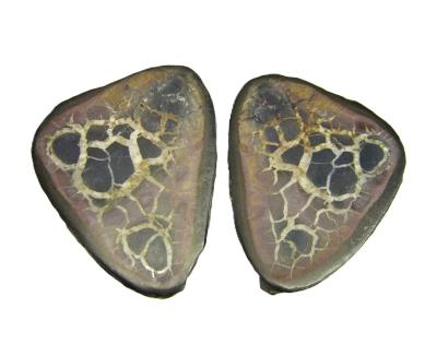 Septarian Sliced & Polished Face Nodule Pair.   SP15849POL