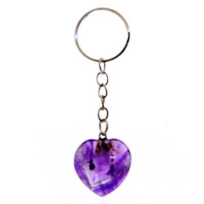 Mini Puff Heart Gemstone Keyring In Amethyst.   SP16434POL