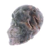 Gemstone Skull Carving In Green Moss Agate.   SP17110POL