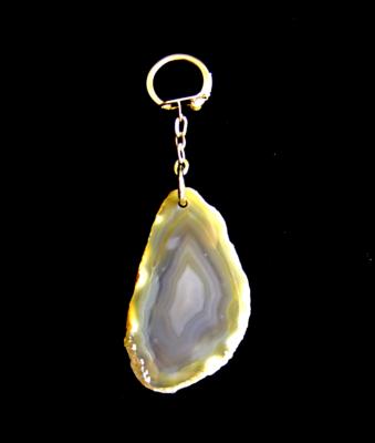 AGATE SLICE GREY COLOURED KEYRING.   SPR12443