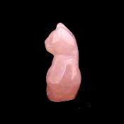 GEMSTONE KITTEN CARVING IN ROSE QUARTZ.   SPR14474POL