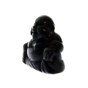 BUDDHA CARVING IN BLACK OBSIDIAN.   SPR14642POL