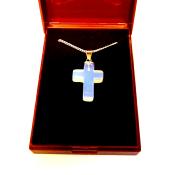 BOXED GEMSTONE CROSS PENDANT IN OPALITE.   SPR14650PEND