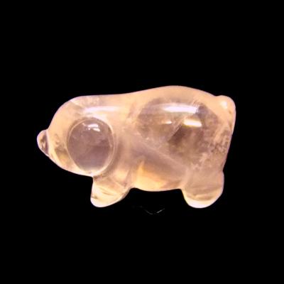 CARVING OF A PIGLET IN ROSE QUARTZ.   SPR15075POL