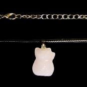 Gemstone & Waxed Cord Necklace Featuring A Carved Waving Cat Pendant In Rose Quartz.   SPR16101PEND